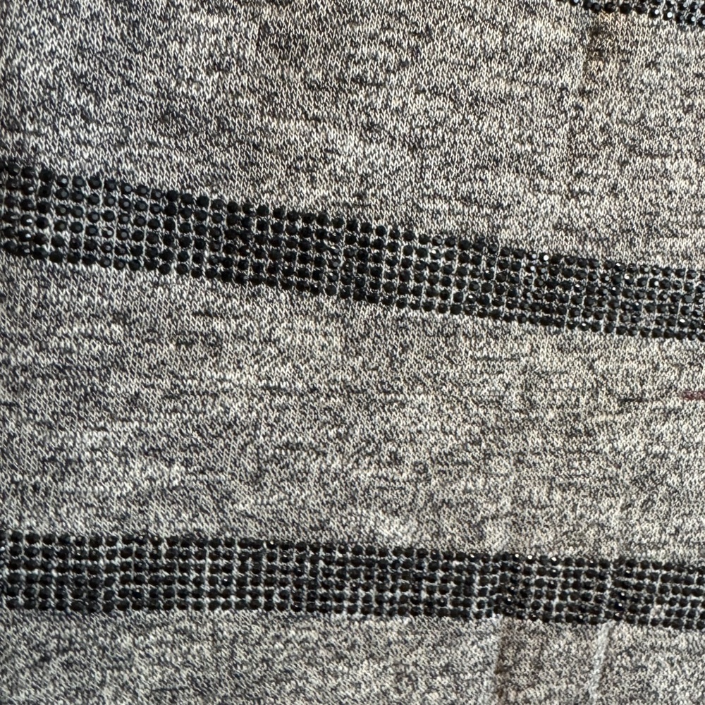 Miss Me Gray and Black Striped Rhinestone Lace Tank Top - Picture 7 of 7